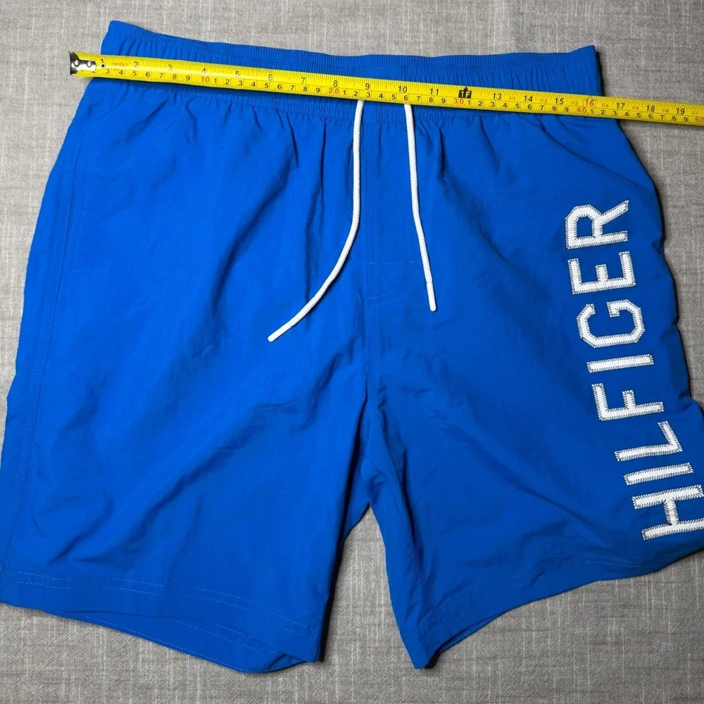 Tommy Hilfiger Mens Blue Logo Swim Trunks Board‎ Shorts Medium 7 Inch Inseam